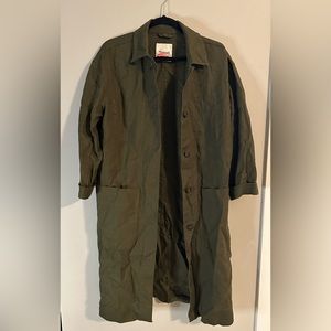 Madewell Linen Oversized Duster Coat Moss Green XS